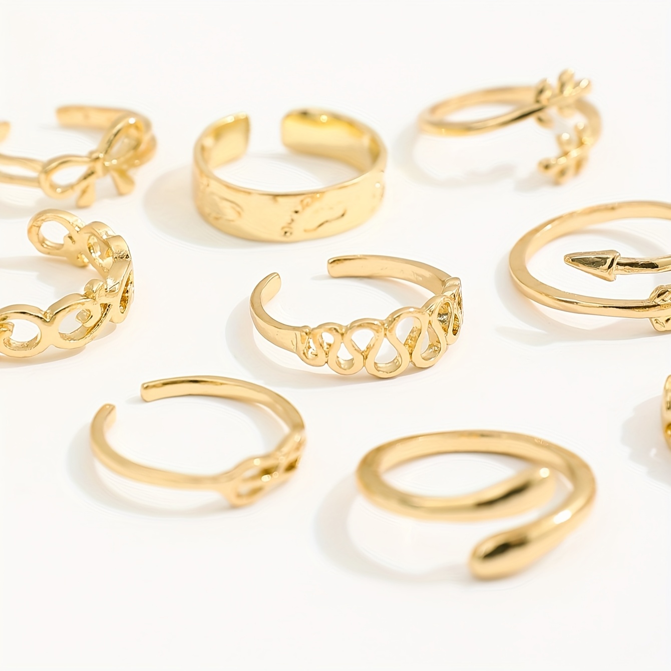 10pc Summer Alloy Stackable Toe Ring Set